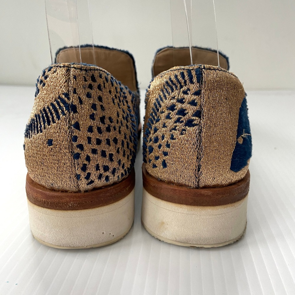 Free People Snake Eyes Loafers Metallic Gold Navy Blue‎ Womens EU 38 US 7.5 8 - Picture 5 of 10